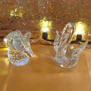 Crystal paperweights - Unicorn and Swan